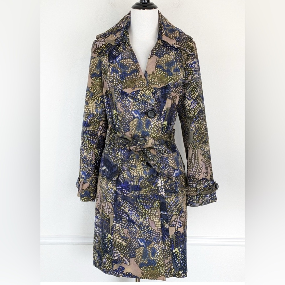Alberto Makali Belted Statement Avant - Garfe Multicolor Trench  Coat Size 4